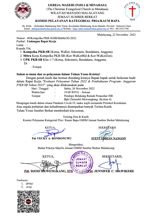 Undangan Rapat Kerja Evaluasi Tahun 2022